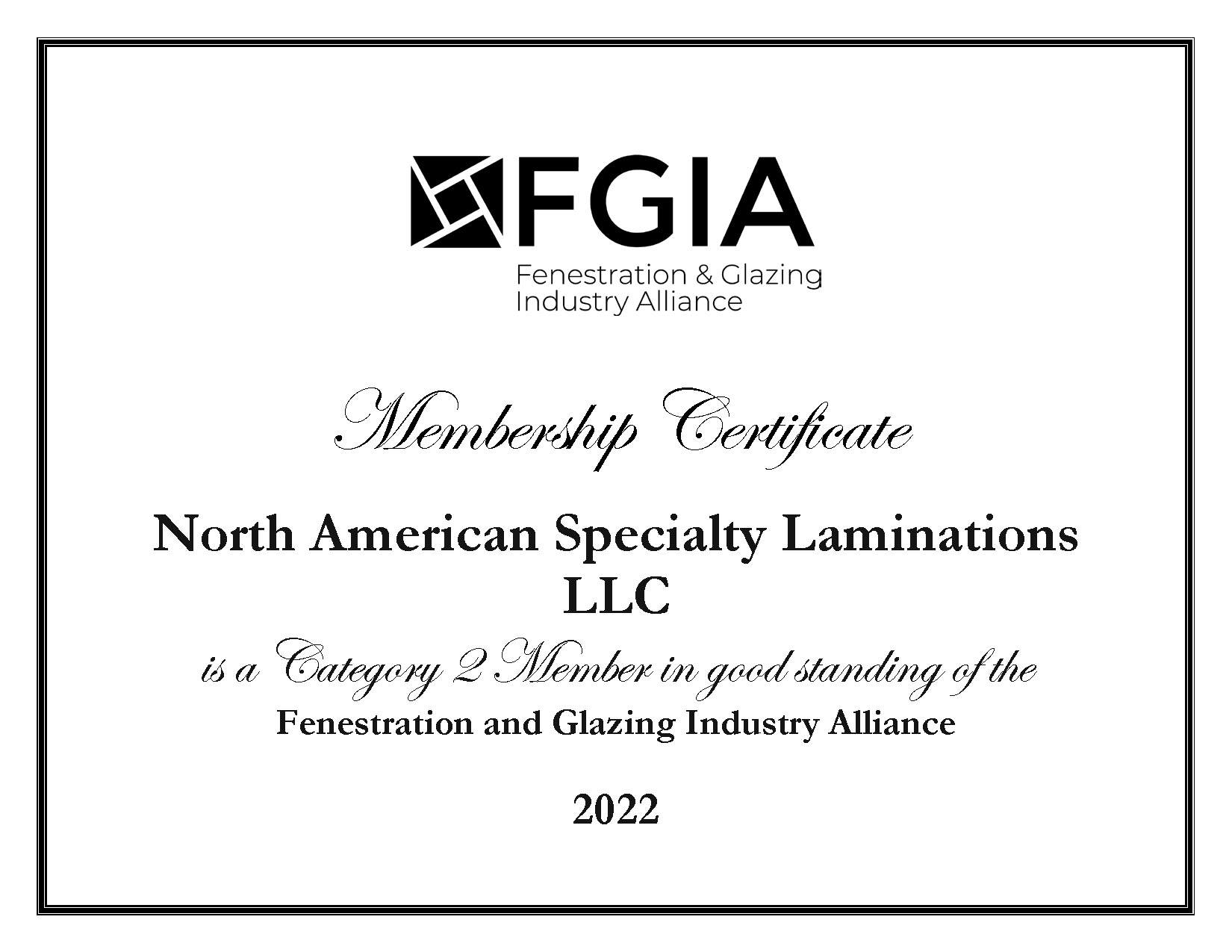 FGIA Certificate